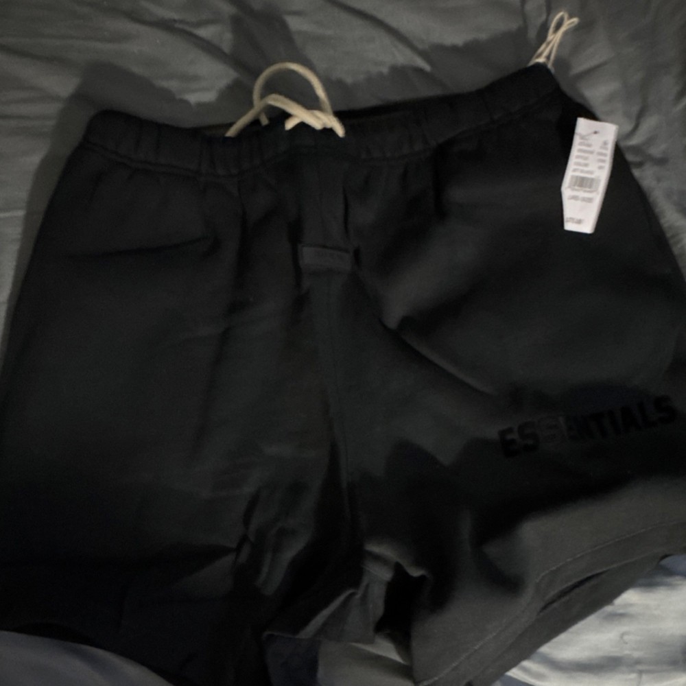 Size large pair of Fear of God Essentials Jet Black Men's Sweat Shorts