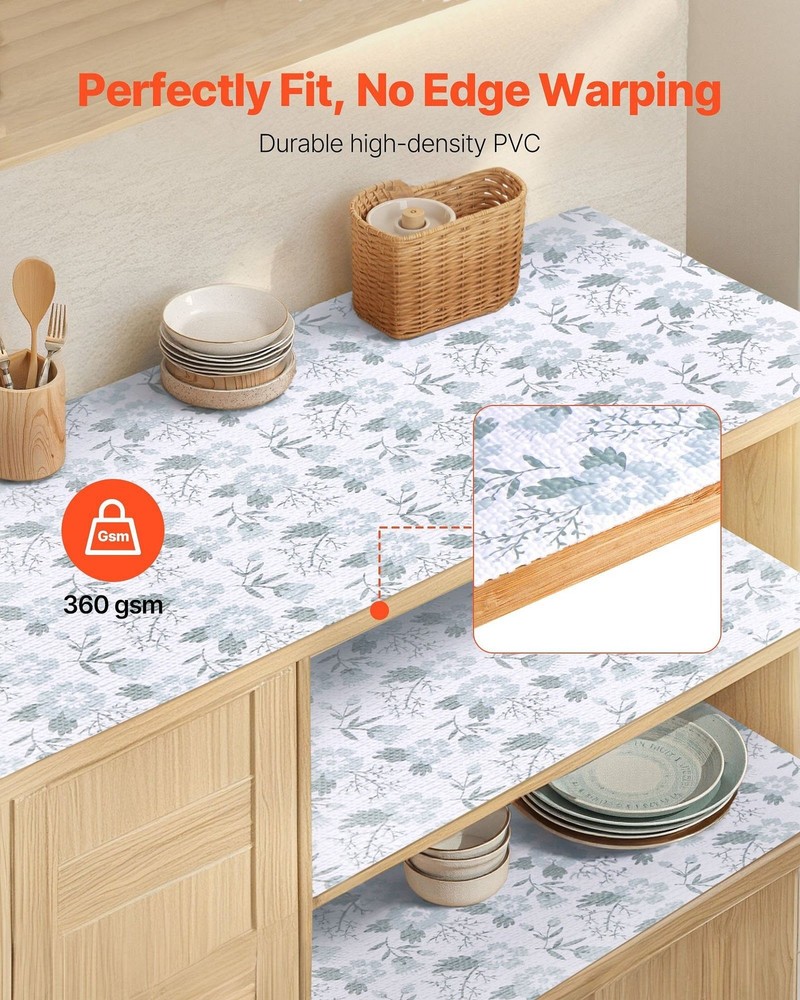 Drawer and Shelf Liner for Kitchen Cabinet, Non-Adhesive Non-Slip Thick Refriger