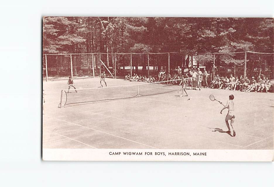 Postcard Tennis Camp Wigwam for Boys Harrison Maine USA North America