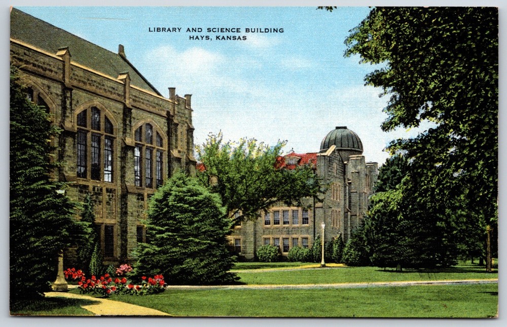 Postcard Library And Science Building, Hays, Kansas Unposted