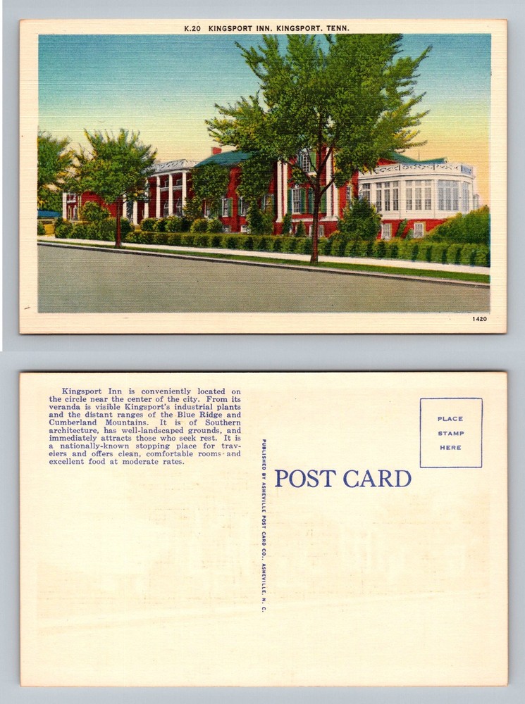 Kingsport, TN-Tennessee, Historic Kingsport Inn Hotel & Grounds Vintage Postcard