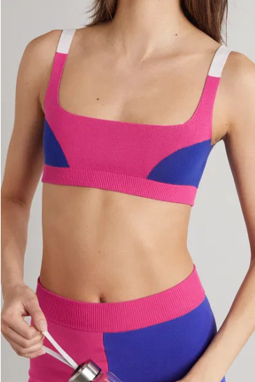 Nagnata Bralet M/L Hot Pink Blue Organic Cotton Sports Bra Crop Top Activewear