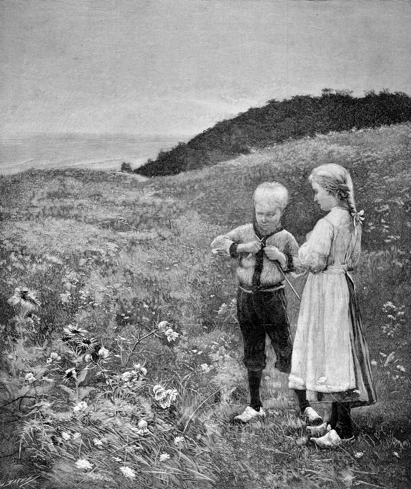 Children playing out in the country Decor Poster. Home Graphic Art Design 4065