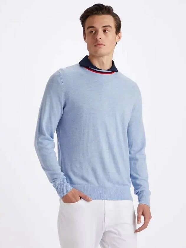 G/Fore Mens Crew Neck Merino Wool Sweater, Sky Blue, Nwt