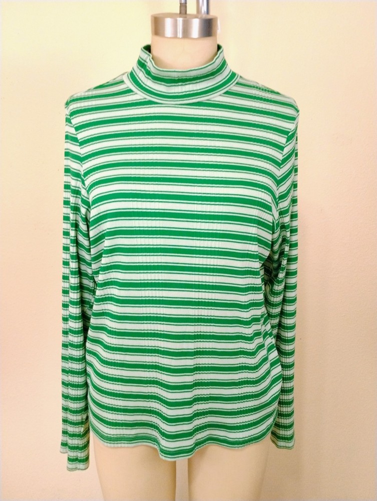 Victoria's Secret Pink Women's Long Sleeve Shirt Green Striped XXL NWT