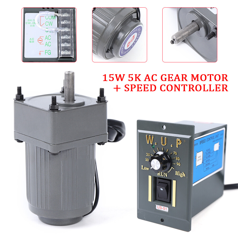 AC 110V Gear Motor Electric Variable Speed Reduction Controller 1:5 270 RPM 15W