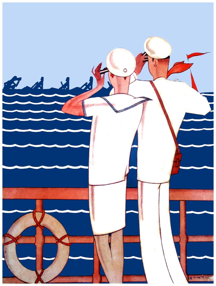 579.Marine couple on board Art Decor POSTER.Graphics to decorate home office.