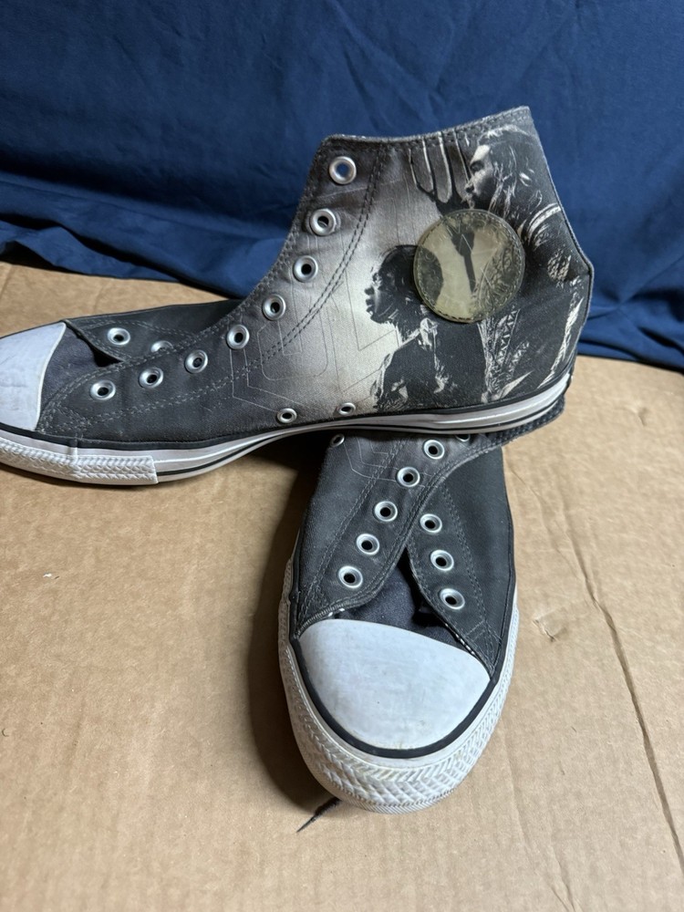Converse Men's Graphic High-Top Sneakers Black Canvas Lace-Up Casual Shoes