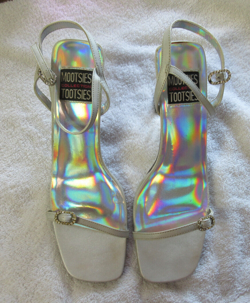 Mootsies Tootsies Clear Heels Rhinestone Womens 10 Open Toe Straps Sandals Shoes