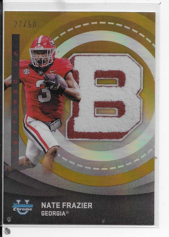2025 Bowman U Chrome Nate Frazier 'Lettering Up' GOLD refractor #d 27/50 GEORGIA
