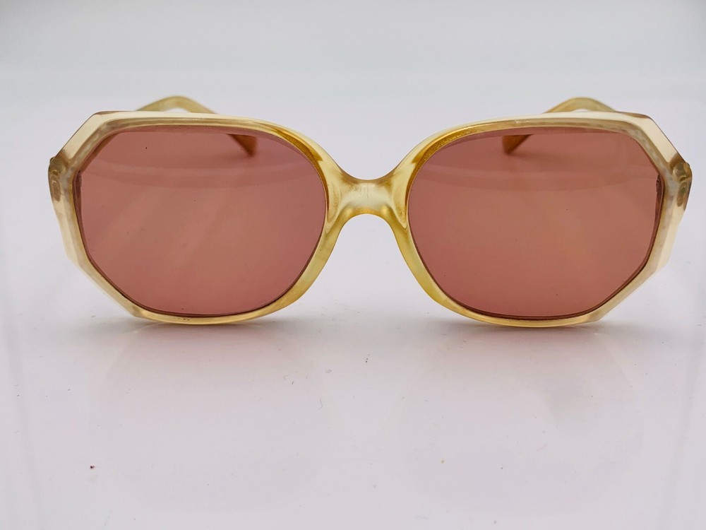 Vintage Rodenstock Pamela Pearl Yellow Oval Butterfly Sunglasses FRAMES ONLY