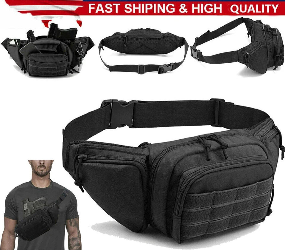 Tactical Waist Bag Concealed Gun Carry Pouch Military Pistol Holster Fanny Pack