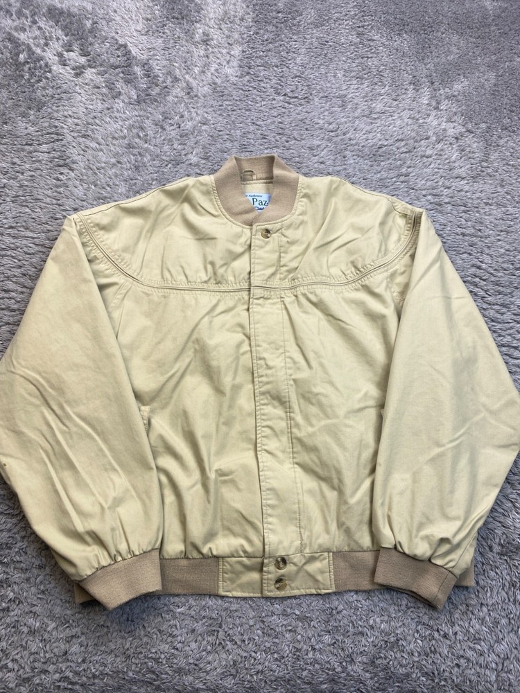La Paz Catalina Jacket Men Large Beige Mock Neck Golf Flight Bomber Coat Vtg 90s
