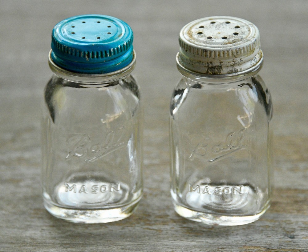 Vintage miniature Ball Mason Jar salt and pepper shakers
