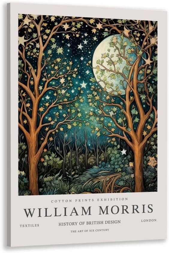 William Morris Poster Vintage Wall Art Vintage Poster Moon and Stars Canvas