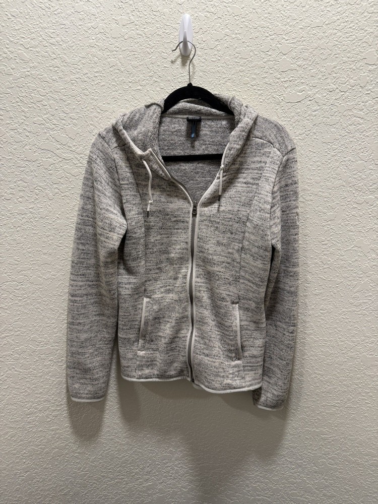Kuhl Hoodie Womens Medium Gray Ascendyr  Fleece Jacket Hiking Outdoors Full Zip