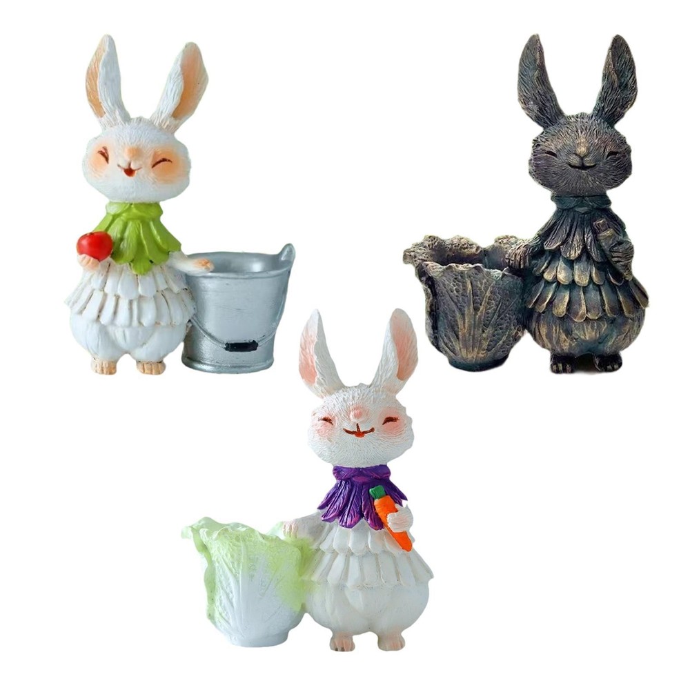Easter Bunny Statue Flower Pot Cute Rabbit Sculpture for