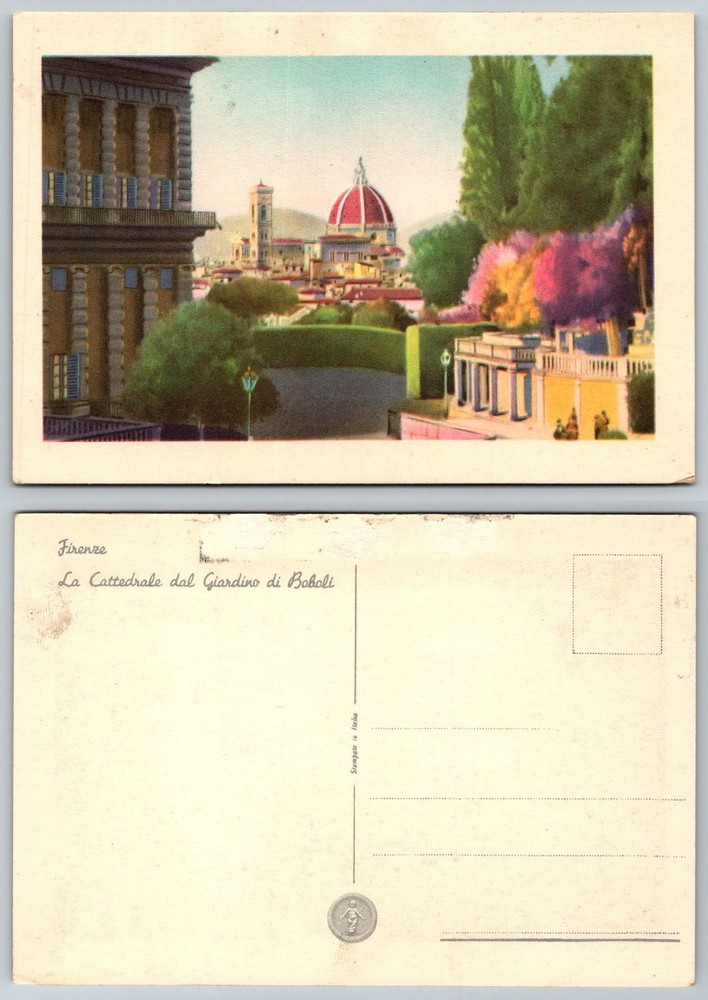 Florence Cathedral Duomo Boboli Gardens Vintage Postcard Italy Firenze View