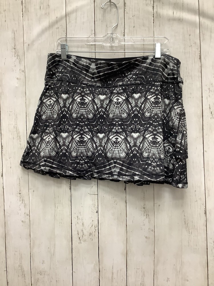 Ideology Women's Size Large Black & White Tie-Dye Ruffle Athletic skort