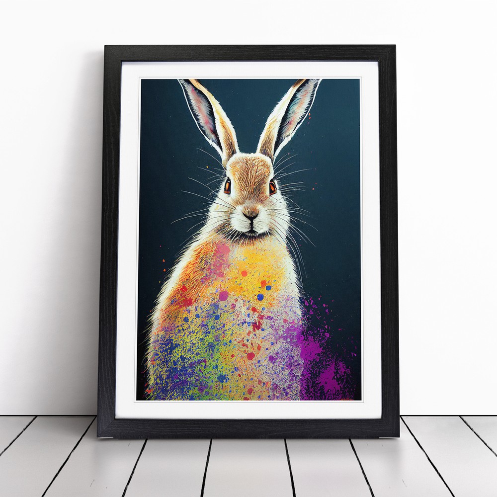 Paint Splashed Hare No.2 Wall Art Print Framed Canvas Picture Poster Decor