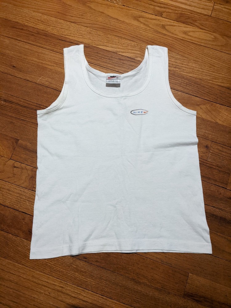 Vintage 90s Nike Men's White Sound Wave Logo Tank Top sz S