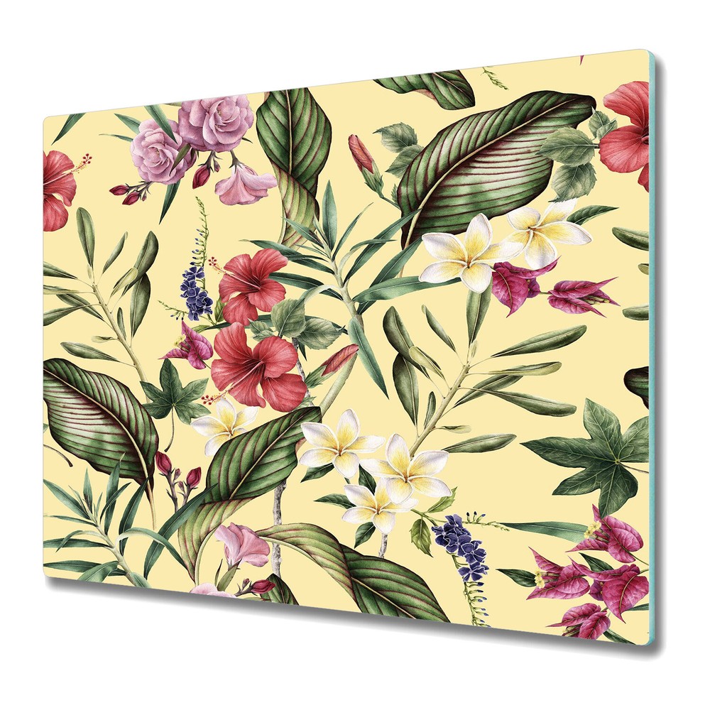 Glass Worktop Saver Kitchen Warm Flowers | Yellow Floral Art | Field | 60x52
