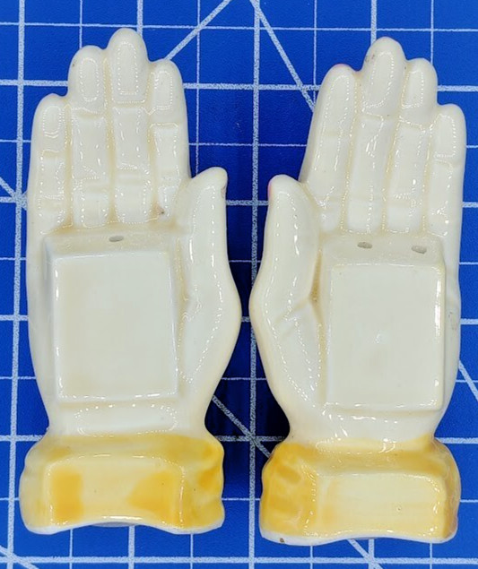 Vintage Praying Hands Salt & Pepper Shakers White Ceramic S&P