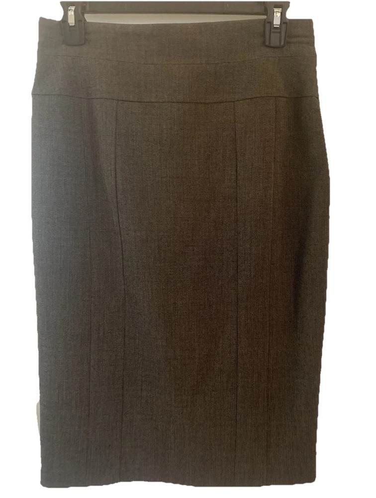 Worthington Lined Skirt Women Size 8 Dark Gray Knee Length Pencil Slit Career