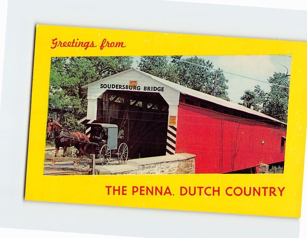 Postcard The Old Covered Bridge Greetings from the Penna. Dutch Country PA USA