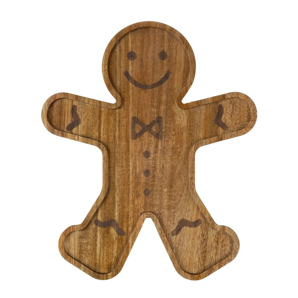 Acacia Wood Gingerbread Man Board, Natural Wood Color, 14 x 11.61 x 0.78inch-image