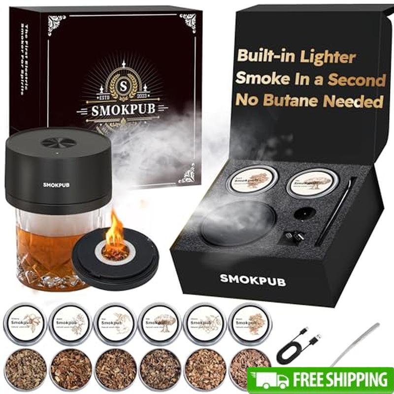 Electric Whiskey Smoker Kit Rechargeable Cocktail Smoker 6 Wood Chips Gift Men