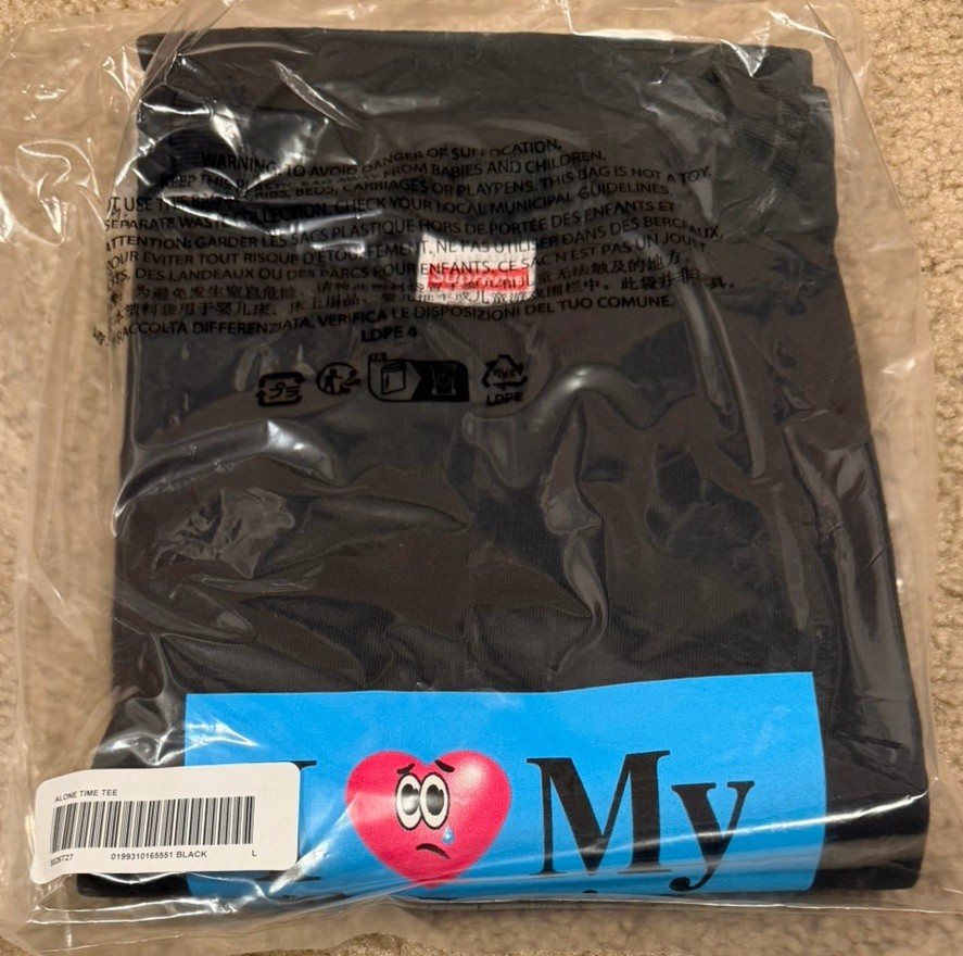NWT Supreme Alone Time Tee Shirt Black SS26 Size Men’s Large FREE SHIPPING!