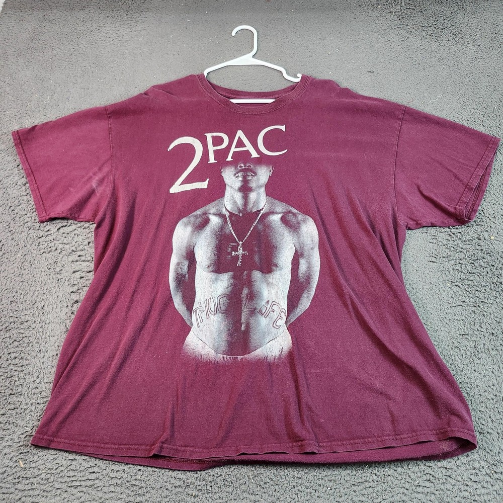 2PAC Shirt Mens 2XL Red Thug Life Photo Graphic Hip Hop Rap Tee Streetwear