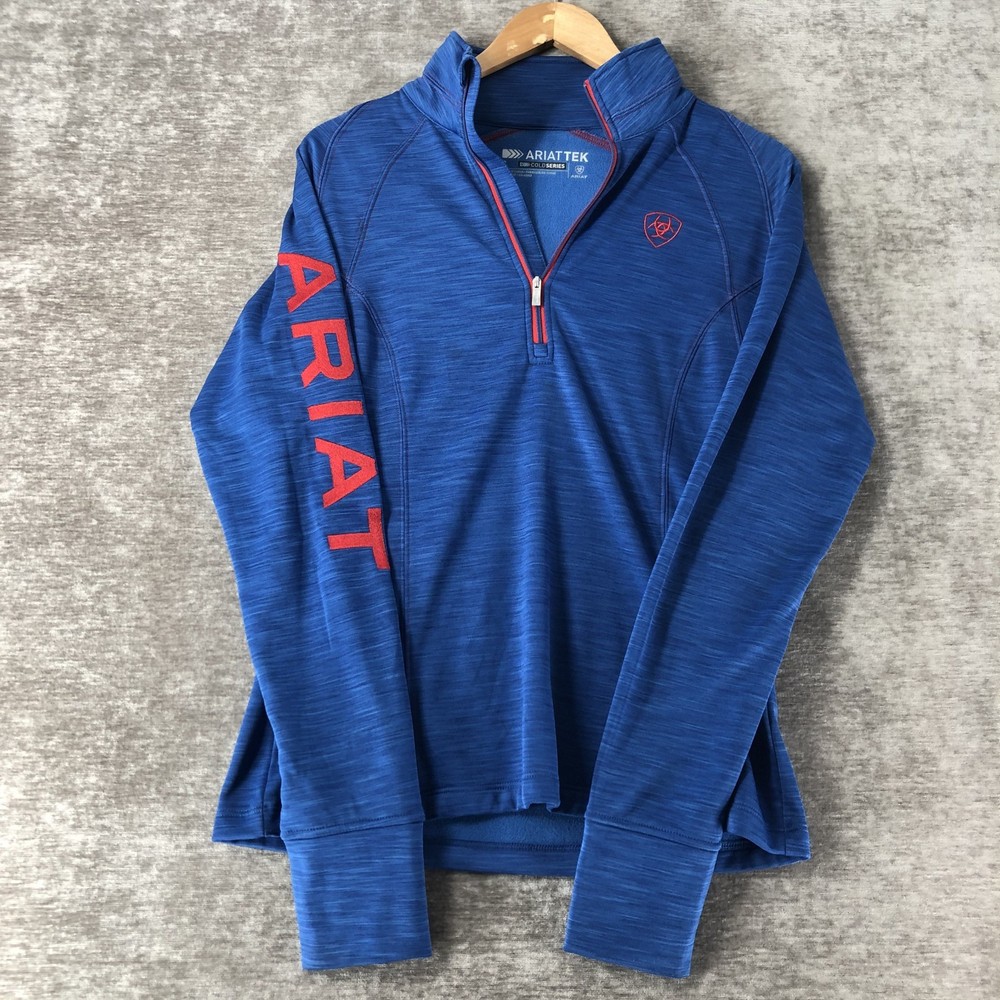 Ariat Tek Cold Series 1/4 Zip Pullover Shirt Long Sleeve Women's Size Small Blue
