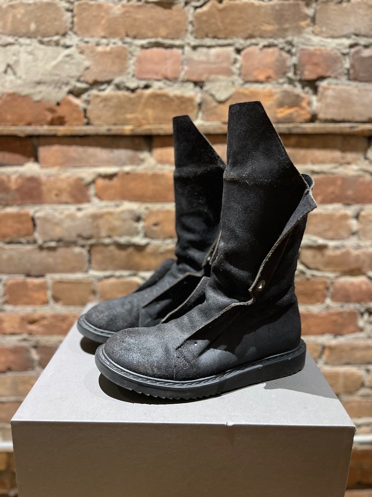 Rick Owens Split-Tongue Boots – Model 35400 – Black Roughout Leather – Size 41