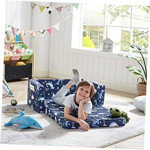 2-in-1 Kids Fold Out Couch Converts to Soft Lounger for Children