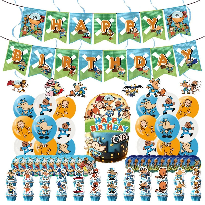 Dog Man Party Decor Petey Puppy Chief Banner Cake Topper 2025