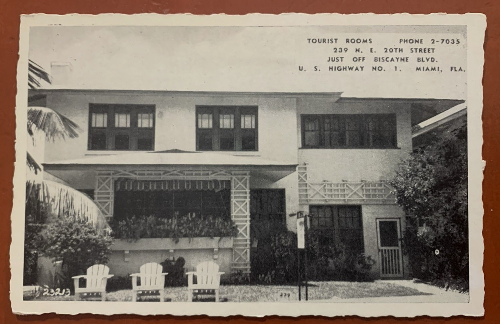 Tourist Rooms Biscayne Blvd Miami Florida Black & White Postcard c1960?