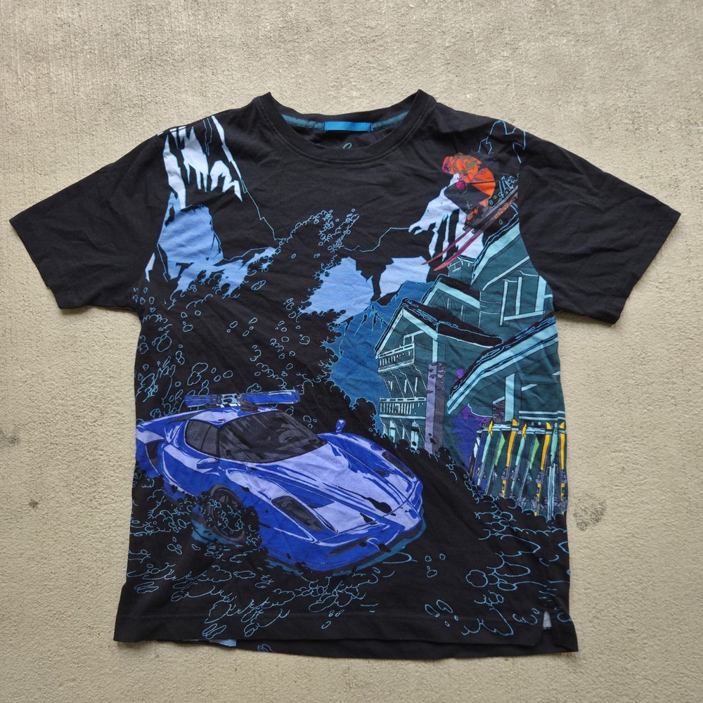 Robert Graham Graphic T-Shirt Men's Size Medium Black Ski Snowboard Sports Car