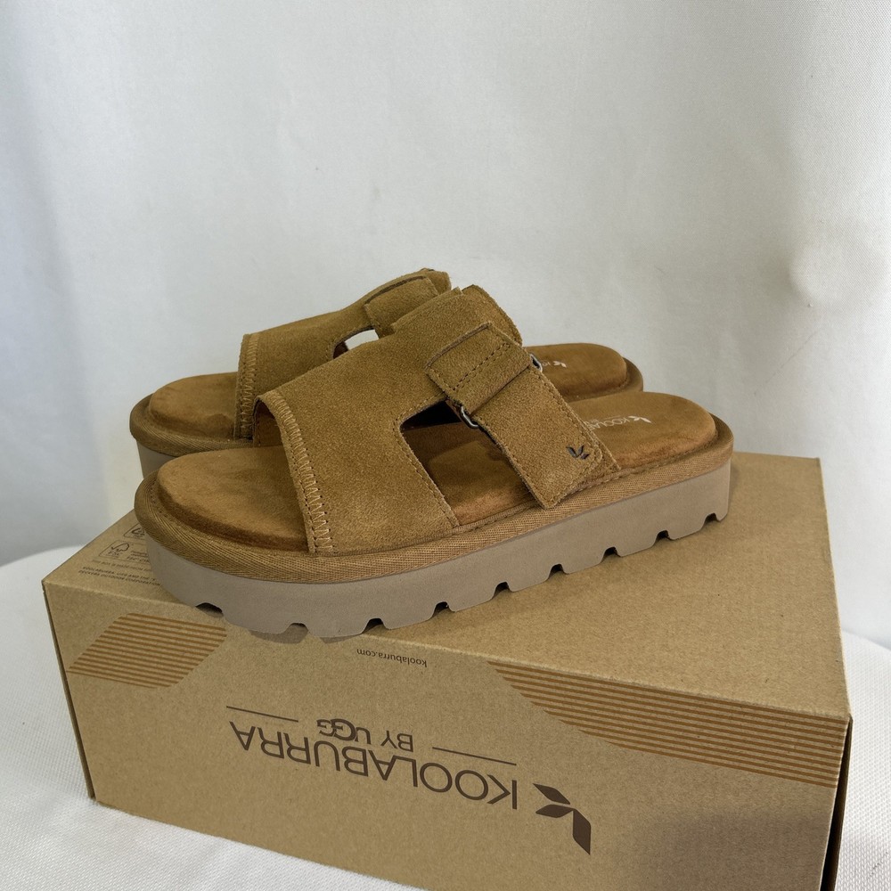 Koolaburra by UGG Tizz Slide  Women's Size 6 Chestnut Brown Suede Adjustable NEW