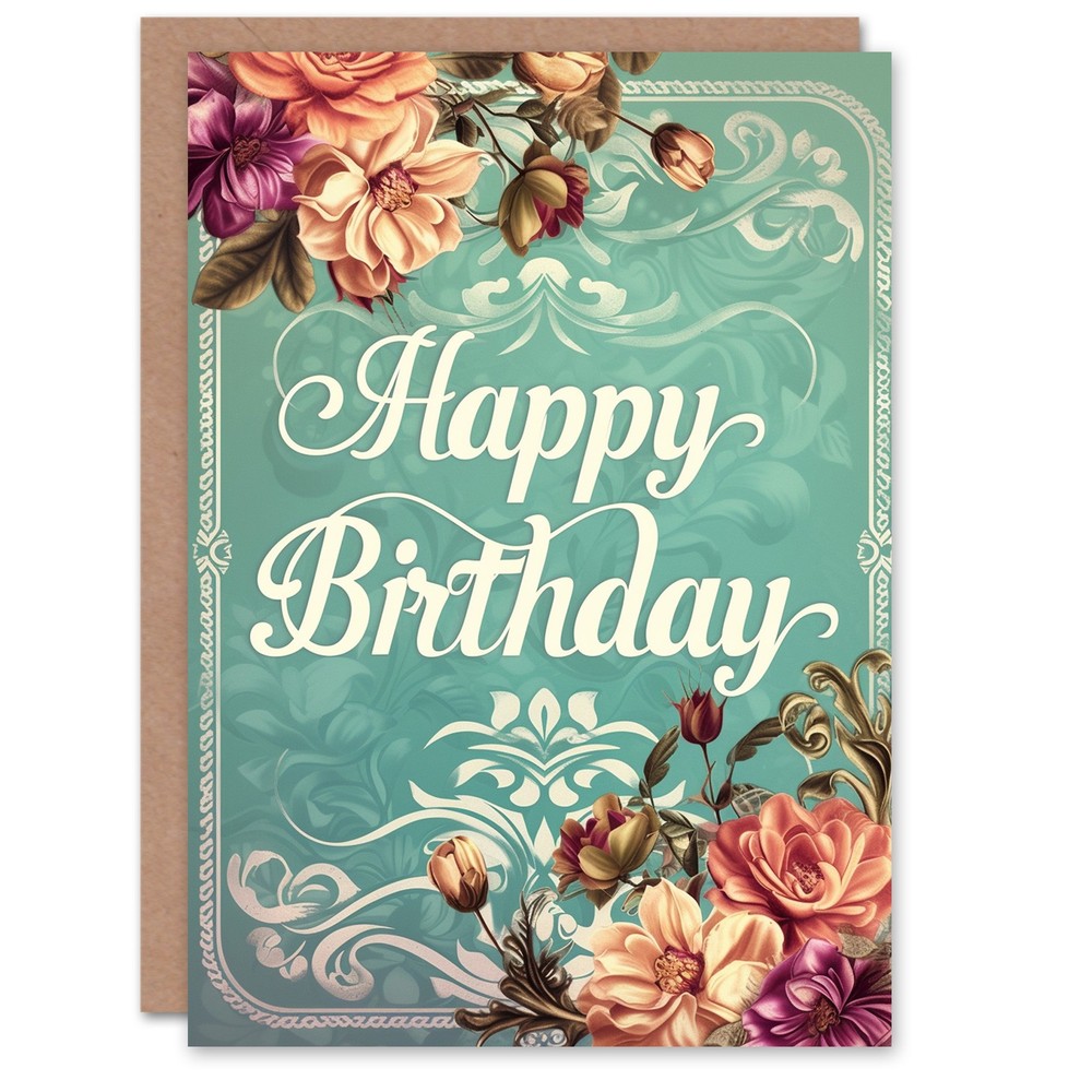 Birthday Card Gardenia Flower Blooms Floral Design For Her Woman Greeting Card