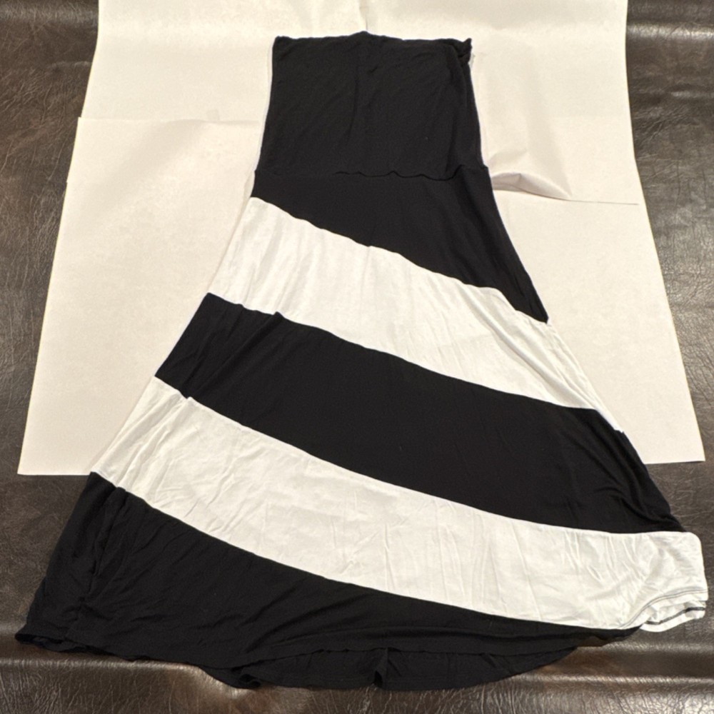 INC International Concepts Black White Stripe Long A-Line Skirt Size S