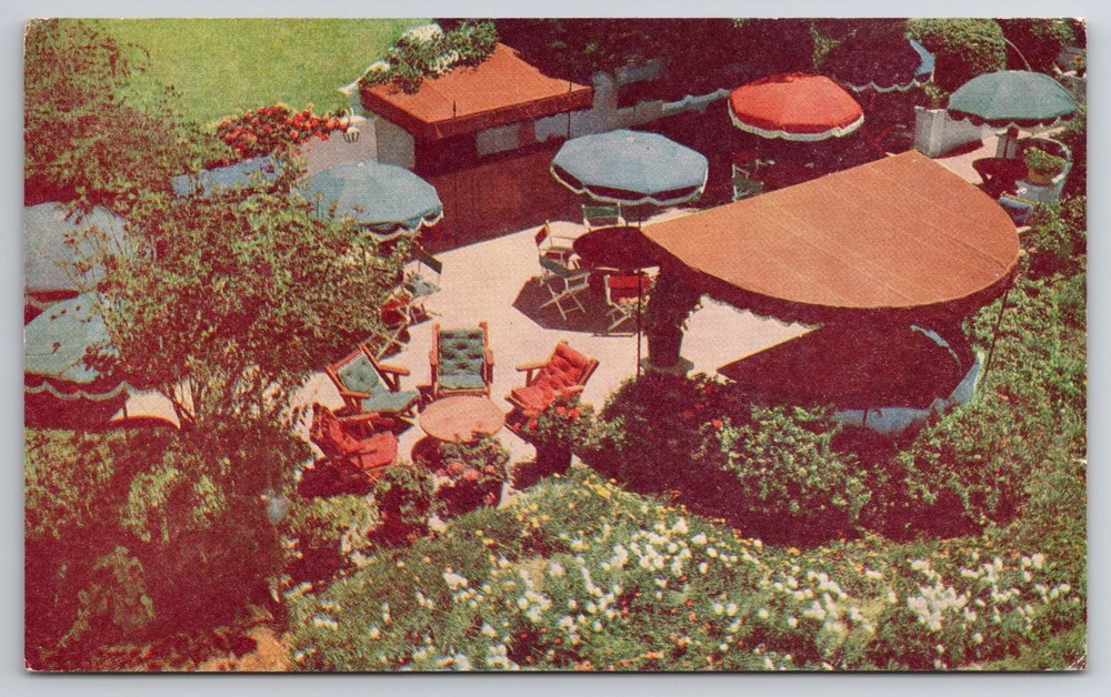 La Valencia Hotel La Jolla, California Garden Terrace Vintage Postcard CA
