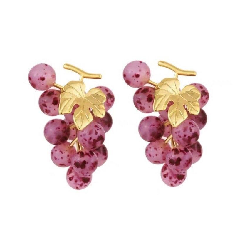 Grape Earrings Fruits Pendant Drop Ear Rings Jewelry for Women Daily Wear