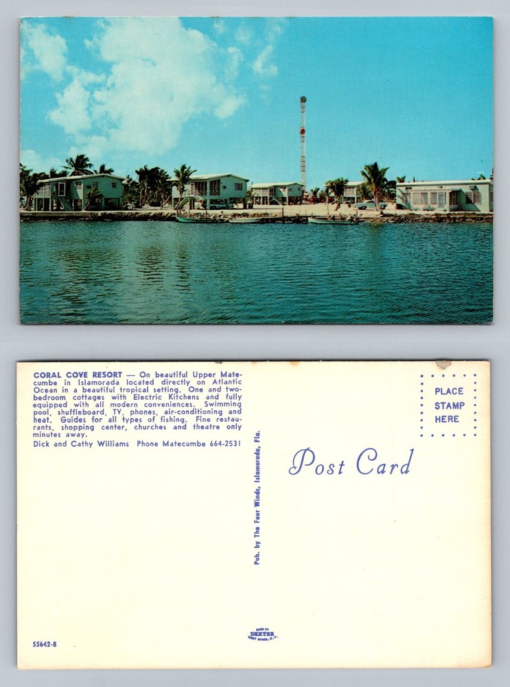 Islamorada, FL-Florida, Coral Cove Resort Cottages Scene Vintage Postcard