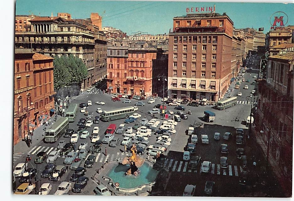 Postcard Barberini Square Rome Italy