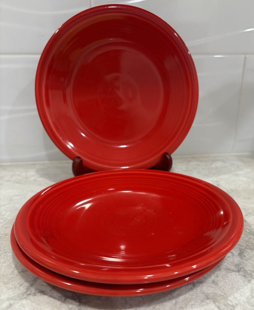 Fiestaware Red Salad Dessert Plate 7 1/4” USA Set Of 3