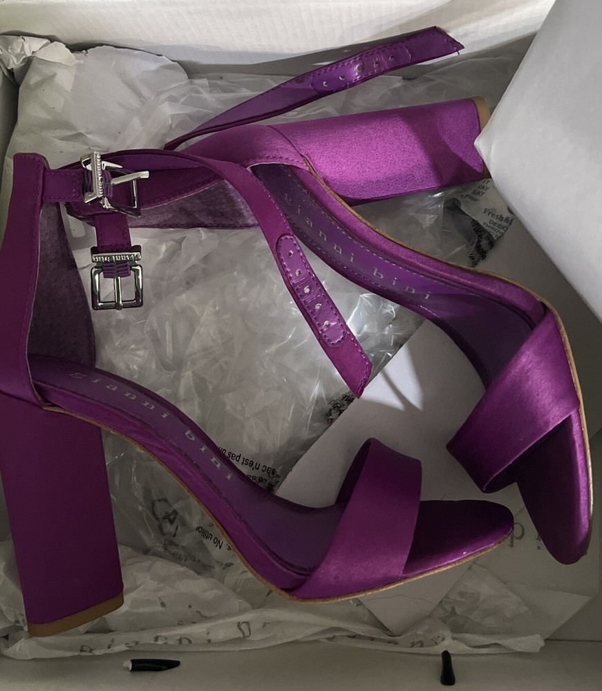 gianni bini Women’s Purple Block Heel Open Toe shoes size 5.5 Purple new Wit Box
