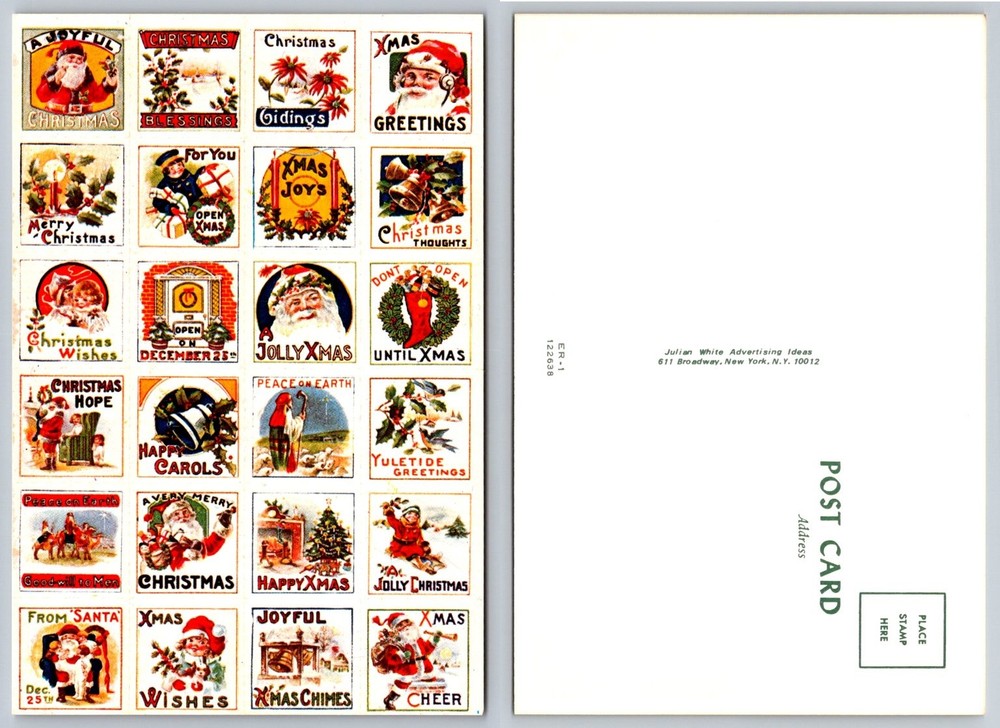 Vintage Christmas Santa Collage Postcard Julian White Advertising New York