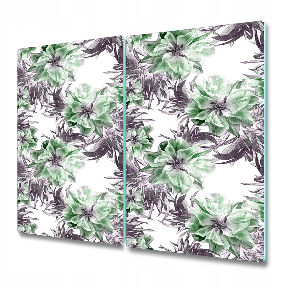 Glass Chopping Cutting Serving Board Negative floral Magic Flowers art 2x30x52